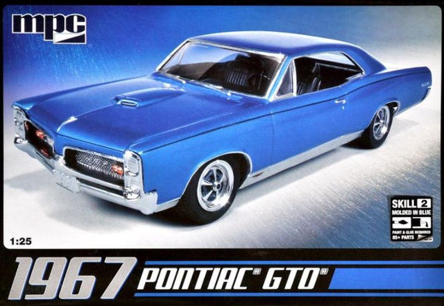 Detailed 1/25 scale model kit of the iconic 1967 Pontiac GTO, perfect for hobbyists and car enthusiasts to customize.