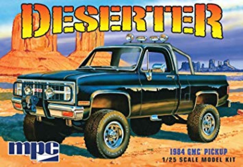 1/25 '84 GMC Pickup Plastic Kitset by MPC, unassembled white moulding model for creative customization, ages 10 and up.