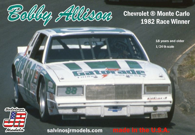 Plastic model kit of the 1982 Chevrolet Monte Carlo #88 BA, unassembled, for collectors and racing enthusiasts.