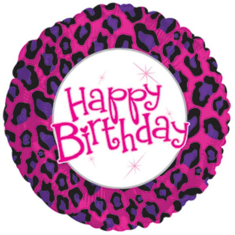 Vibrant 17-inch animal print helium balloon, perfect for festive birthday celebrations and themed parties.