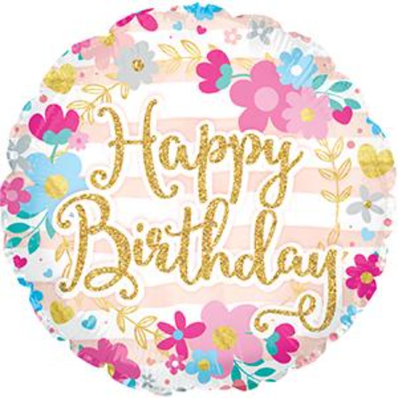 Balloon - 17in HBD Glitter Font Balloon