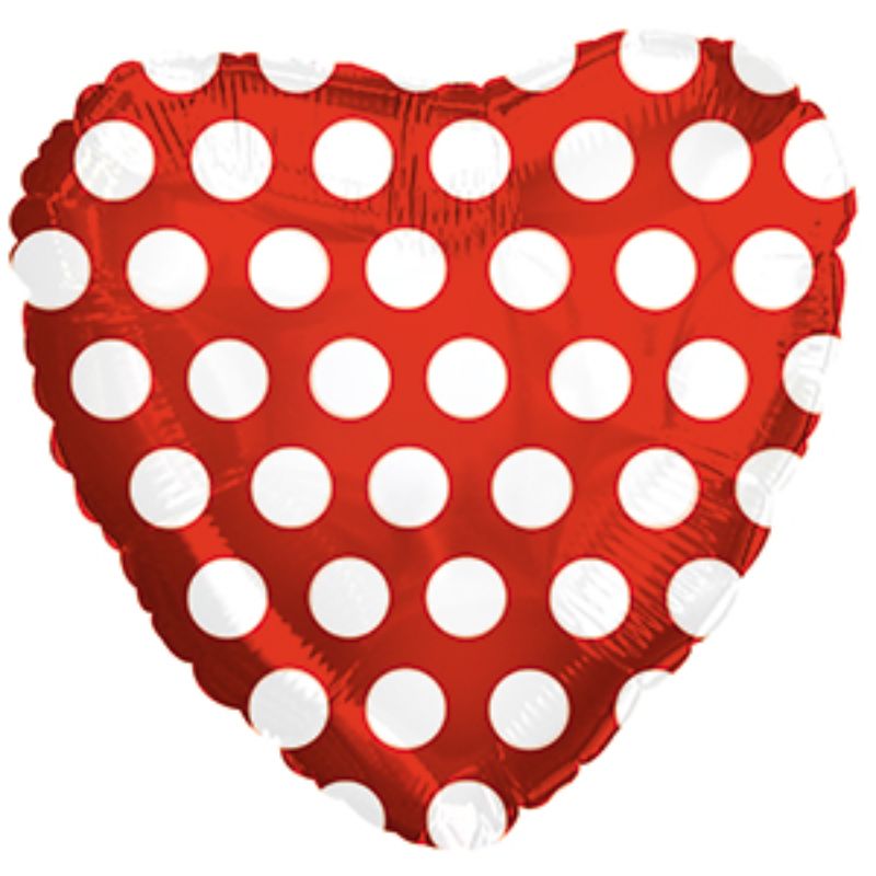 Balloon - 9in Air Filled - 9in Red with White Polka Dots