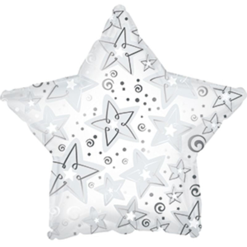 Balloon - 9in Air Filled - 9in Silver Star Balloon