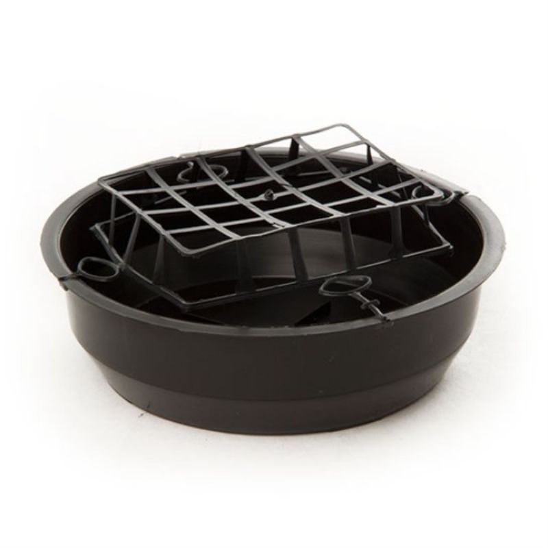 Black No. 6 Bowl and Guard Round Base, 16.5cm diameter and 5.5cm height, ideal for floral arrangements.