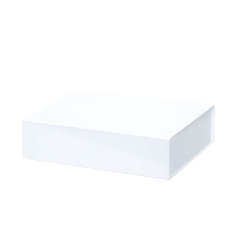Elegant large white gift box with magnetic flap, 38x26x9.5cm, perfect for stylish gifting on any occasion.