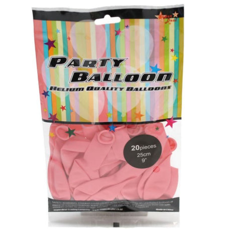 Bright pink latex balloons, 20-pack, 25cm, perfect for decorating celebrations and adding a festive touch to any event.