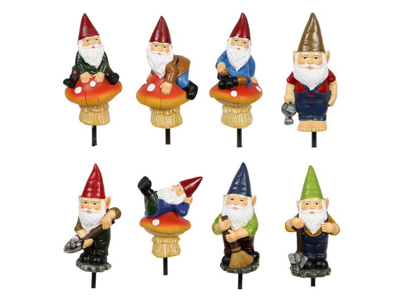 Garden Stakes - Gnome 12cm (24 Asstd Units)