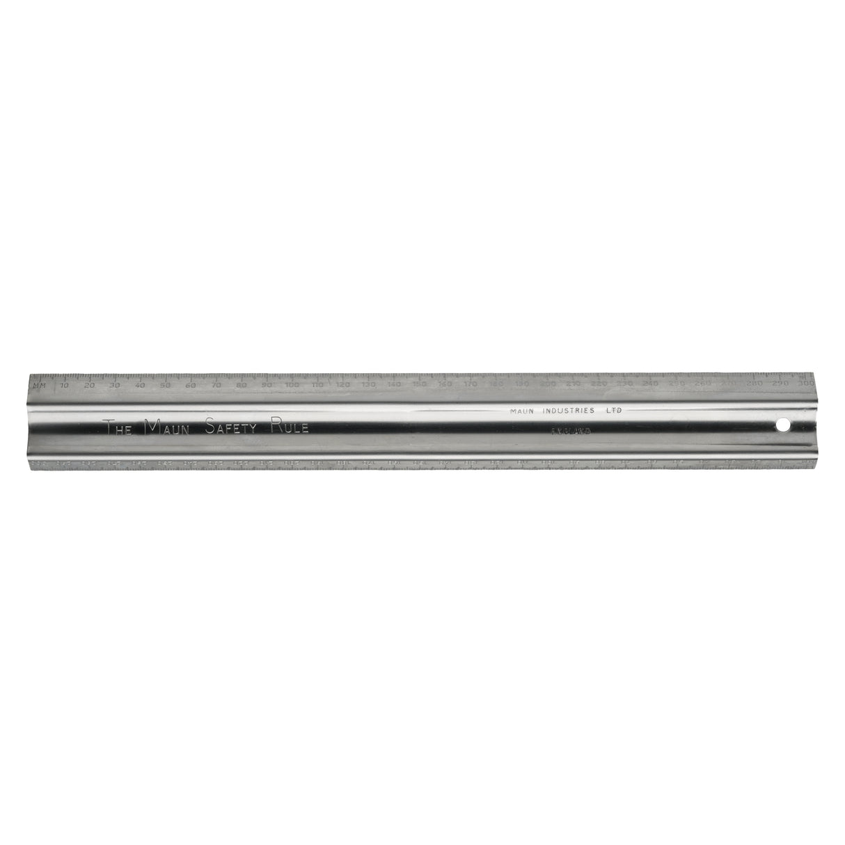 Maun Stainless Steel Safety Rule 30cm for precise measuring, featuring clear graduations, durable design, and safety edges.