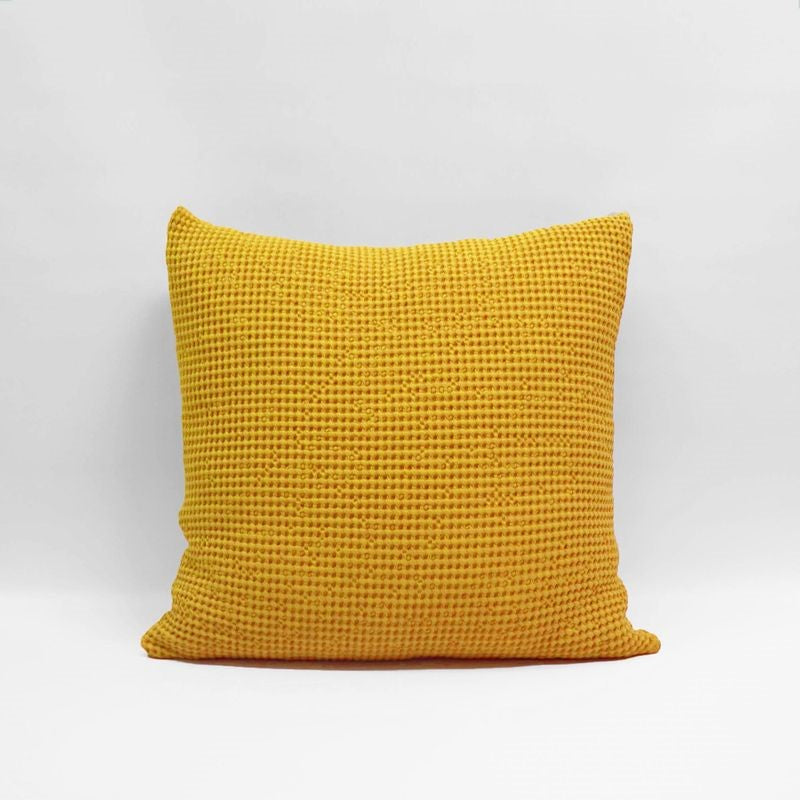 Euro Pillowcase in vibrant turmeric with unique deep waffle texture, made from 100% OEKO-TEX® cotton.