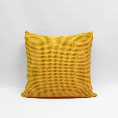 Euro Pillowcase in vibrant turmeric with unique deep waffle texture, made from 100% OEKO-TEX® cotton.