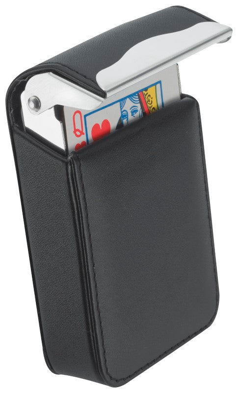 Compact travel pack of high-quality playing cards in a stylish hard case, perfect for on-the-go entertainment.