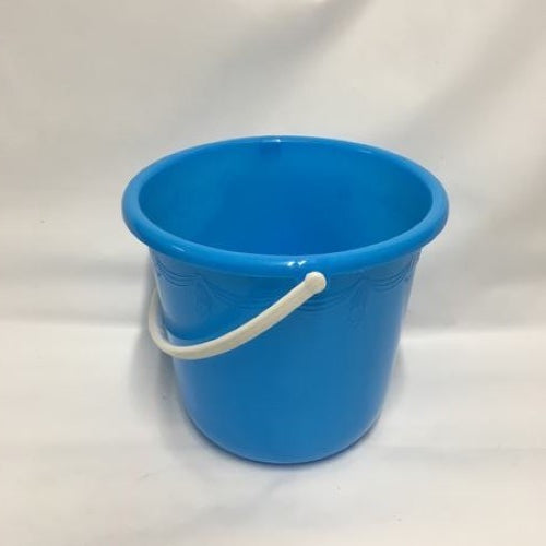 Vibrant blue plastic bucket, 27cm diameter and 24cm height, perfect for home, garden, or workplace tasks. Pack of 12.