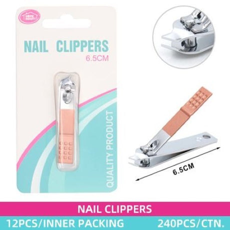 Set of 12 stainless steel nail clippers, 6.5cm, ergonomic design for effortless and precise nail trimming.