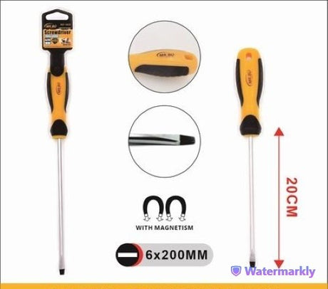 Pack of 12 slotted screwdrivers, 6mm tip width, 20mm length, ergonomic handles for comfortable grip in various tasks.