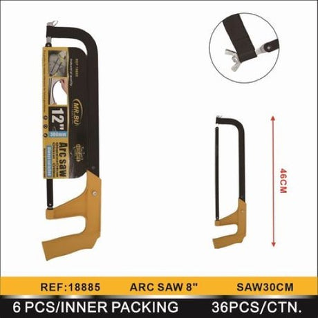 Set of 6 Arc Saws (46cm) for precise cutting in wood and plastic, featuring ergonomic handles for comfort during use.