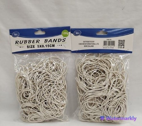 Durable pack of 6 rubber bands (50*1.5MM, 120g) for organizing, crafting, and bundling documents securely.