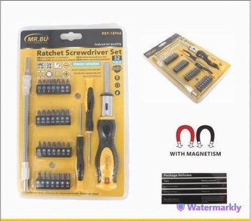 Versatile 32-piece screwdriver set featuring ergonomic grips, magnetic tips, and durable chrome vanadium steel for professionals and DIYers.