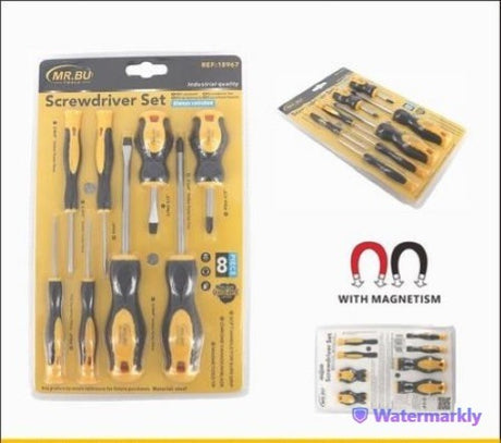 8-piece screwdriver set in a pack of 12, featuring ergonomic handles and chrome vanadium steel for durability and precision.