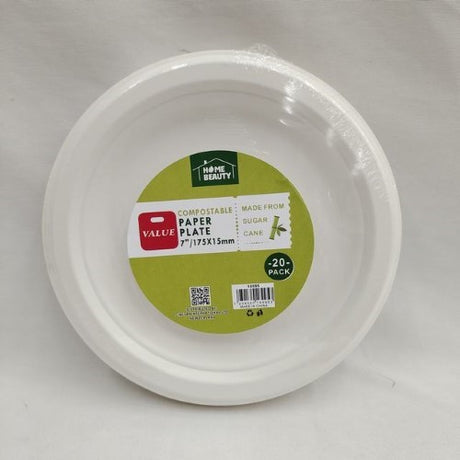 Eco-friendly 7-inch compostable plates, perfect for any meal, pack of 120 for sustainable dining experiences.