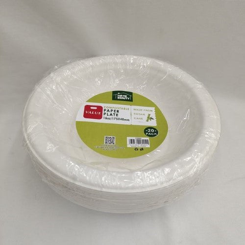 16oz compostable bowl pack of 6, eco-friendly, microwave/freezer safe, leak-resistant for soups and salads.