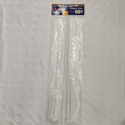 Set of 60 white nylon cable ties (600*12MM) for effective cable management, featuring a simple pull-and-lock design.