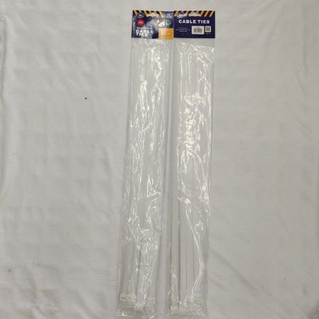 Set of 60 white nylon cable ties (600*12MM) for effective cable management, featuring a simple pull-and-lock design.