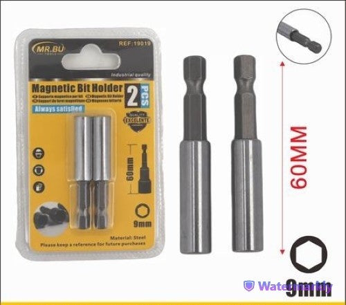 Two durable 60mm magnetic bit holders, each pack containing 12 for secure bit retention in various projects.