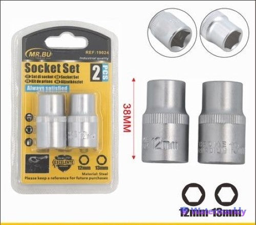 12-piece socket set featuring 12mm and 13mm sizes, crafted from premium steel for durability and precision in automotive tasks.