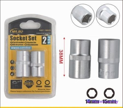 Premium 2pcs Socket Set (14mm/15mm) for versatile automotive and home repair, includes 12 durable sockets.