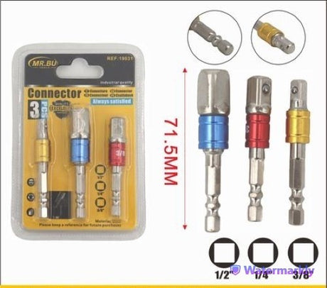 Versatile 3pcs Connector Set (1/2, 1/4, 3/8 inch) in a 12-pack, ideal for secure DIY and professional project connections.