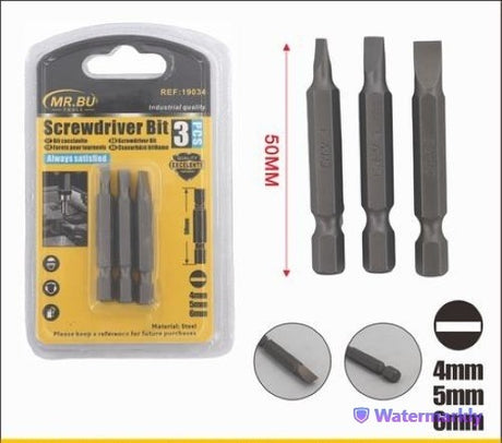 Pack of 12 color-coded 50MM screwdriver bits in sizes 4MM, 5MM, and 6MM for versatile and precise tool use.