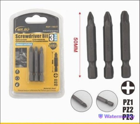 Screwdriver Bit Set (50MM, H4-H5-H6, 3pcs) in a pack of 12, designed for durability and efficiency in various projects.
