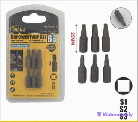 Screwdriver Bit Set (25MM, 6pcs, S1-S2-S3) - 12 pack, durable, versatile tools for DIY and professional projects.