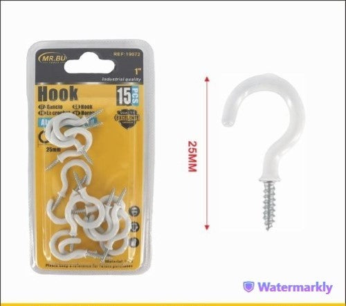 Hook(1INCH, 25MM, 15PCS) - Pack of 12
