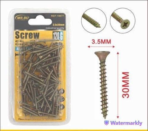 Durable 30mm screws, 3.5mm diameter, 12-pack for woodworking, metalworking, and DIY projects, rust-resistant.