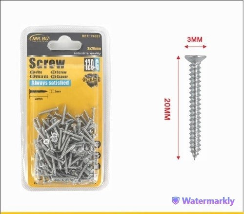 Pack of 12 durable screws measuring 3mm x 20mm, ideal for DIY and construction projects.