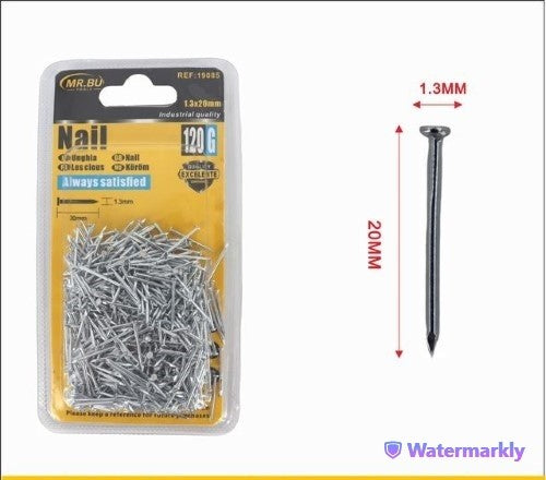 Pack of 12 durable 1.3mm x 20mm screws, perfect for woodworking and home repairs.