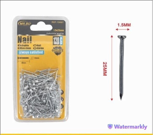 Pack of 12 durable screws (1.5mm x 25mm) for versatile fastening in wood, metal, and plastic applications.