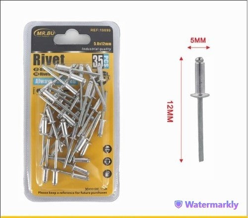 High-quality 5*12MM rivets in a pack of 12, ideal for crafting, upholstery, and DIY projects with superior strength.