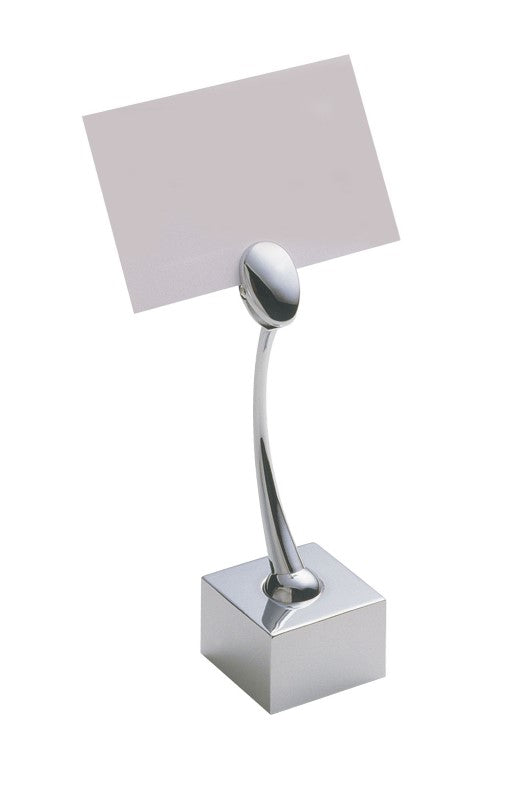Stylish metal note holder clip with swiveling arm for displaying table numbers, menus, and photos, perfect for organization.