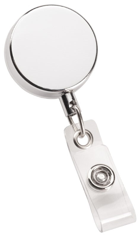 Metal Zip Pull Badge with swivel clip and 762mm retractable cord for easy access to identification and keys.