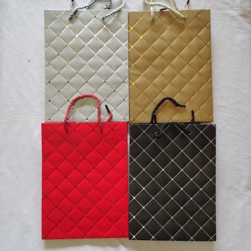 Vibrant mixed color gift bags (26*32*10cm), 12pcs/pack, perfect for any occasion like birthdays or weddings.