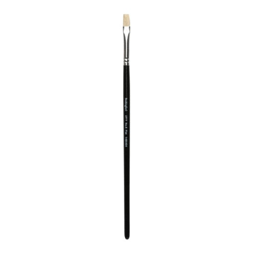 Bockingford 2777 Flat Brush Size 6, 7mm, with hog hair bristles for smooth strokes in various paint mediums.