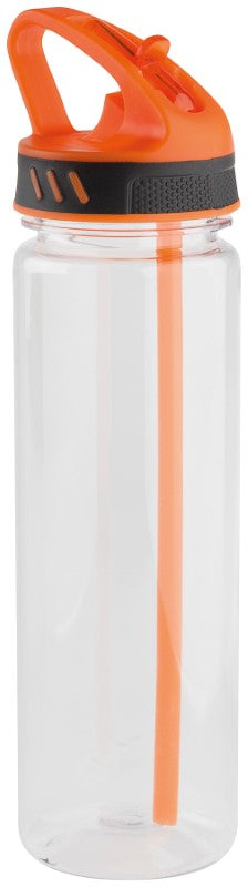 Vibrant orange Ledge Sports Bottle, 600ml, BPA-free Tritan, with carabiner handle and flip-up sipper for active hydration.