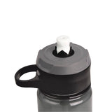 Black Rocket Tritan Sports Bottle with pop-up spout, straw, carabiner handle, and 740ml capacity for convenient hydration.