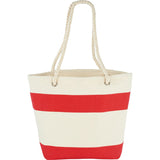 Red Capri Stripes Cotton Shopper Tote with rope handles and spacious main compartment, perfect for stylish and eco-friendly shopping.