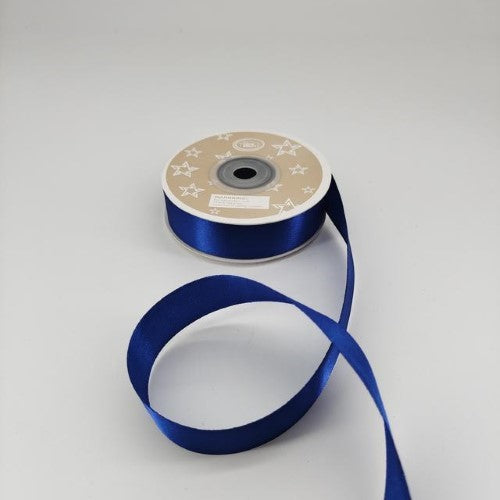 Elegant blue satin ribbon pack of 6, each 2cm wide and 22m long, perfect for crafting and gift wrapping.