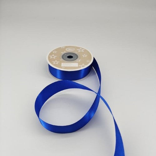 Premium royal blue satin ribbon, 2cm wide and 22m long, perfect for gift wrapping and elegant décor, pack of 6 rolls.