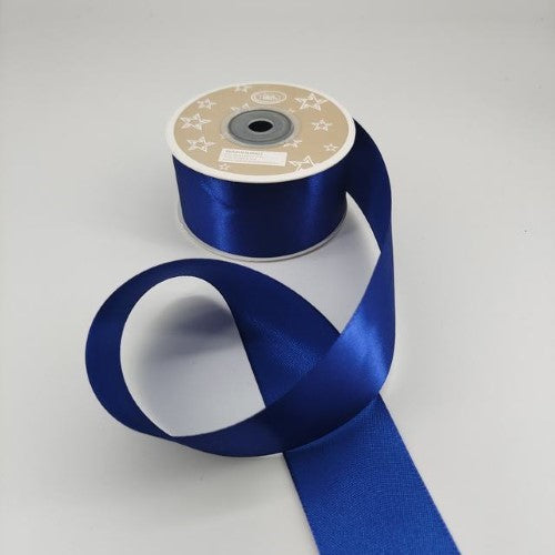 Elegant blue satin ribbon, 3.8cm wide, 22m long, perfect for crafts and gift wrapping, pack of 6 spools.