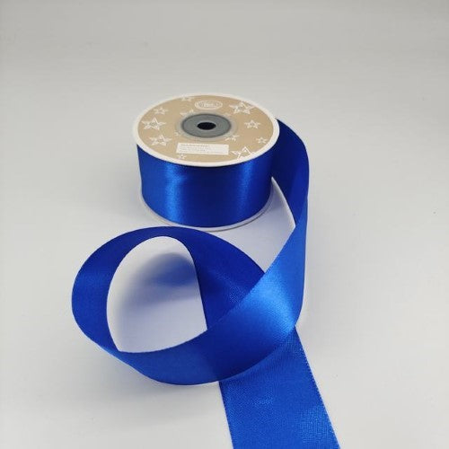 Luxurious royal blue satin ribbon, 3.8cm wide, ideal for gift wrapping, decor, and crafting, 22m per roll, pack of 6.